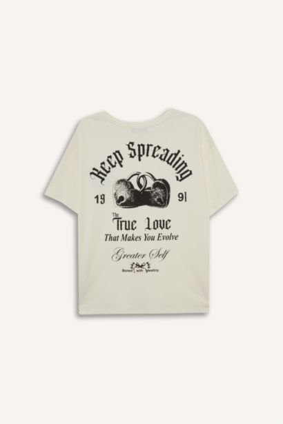 Oversize Fit Printed Crew Neck Short Sleeve T-Shirt