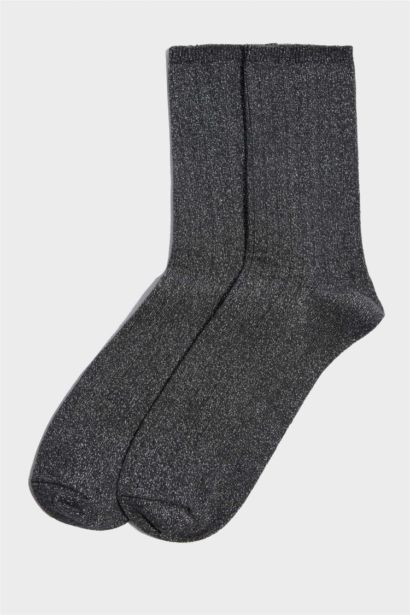 Kadın Parıltılı 3'lü Pamuklu Uzun Çorap