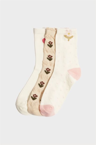 جوارب طويلة نسائية من قطن - 3 قطع