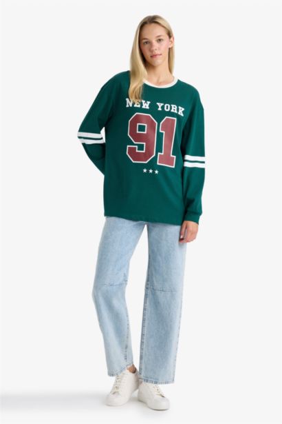 %100 Pamuk Loose Fıt Sırt Baskılı Sweatshirt