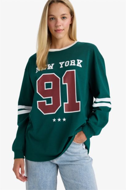 %100 Pamuk Loose Fıt Sırt Baskılı Sweatshirt