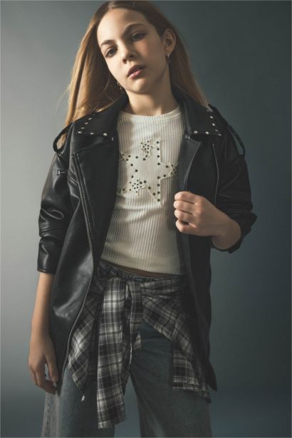 Girl Faux Leather Jacket