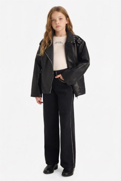 Girl Faux Leather Jacket