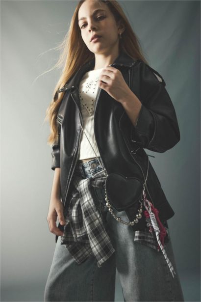 Girl Faux Leather Jacket