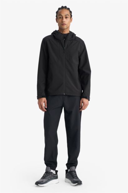 جاكيت مقاوم للماء والهواء قصة عادية بغطاء للرأس