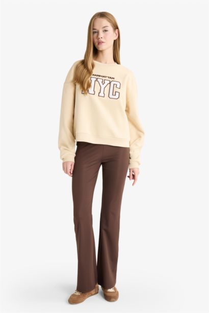 بنطلون فلير فيت برجل واسع شارلستون وخصر مطاطي