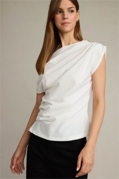 Fitted Basic One Shoulder Blouse