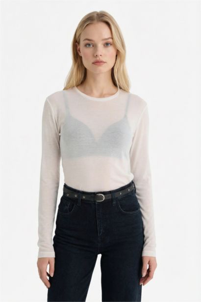 Лонгслив Slim Fit с круглым вырезом