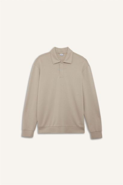 Standard Fit Stand Collar Modal Sports Sweatshirt