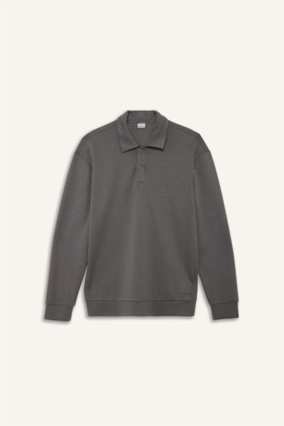 سويت شيرت رياضي قصة عادية بياقة عالية