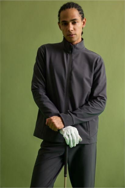 Standard Fit High Neck Zip Up Sweatshirt