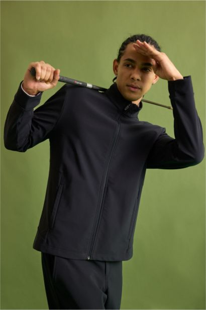 Standard Fit High Neck Zip-Up Sweatshirt