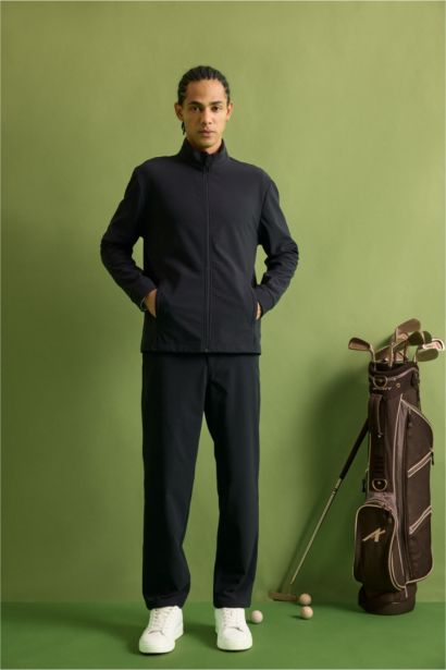 Standard Fit High Neck Zip-Up Sweatshirt