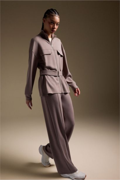 Long Fit Stand Collar Modal Zip-Up Sweatshirt