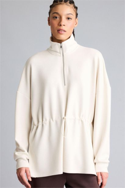 Long Fit Stand Collar Modal Sports Sweatshirt