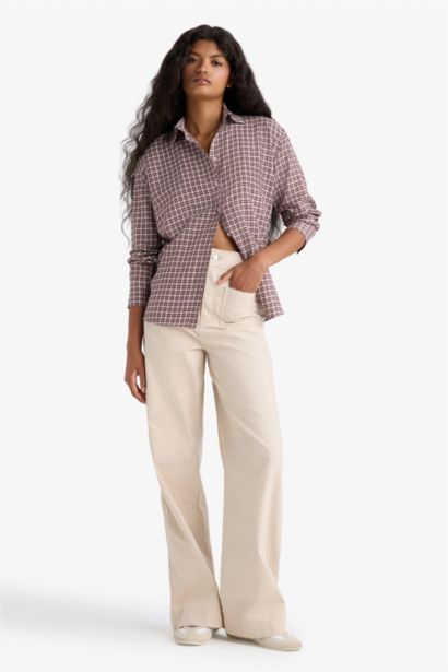 қалыпты пішім чек Ұзын жеңді көйлек