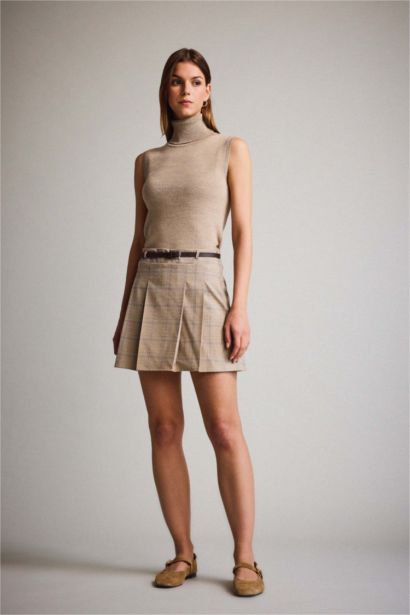 A Cut Plaid Normal Waist Mini Skirt