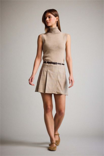 A Cut Plaid Normal Waist Mini Skirt