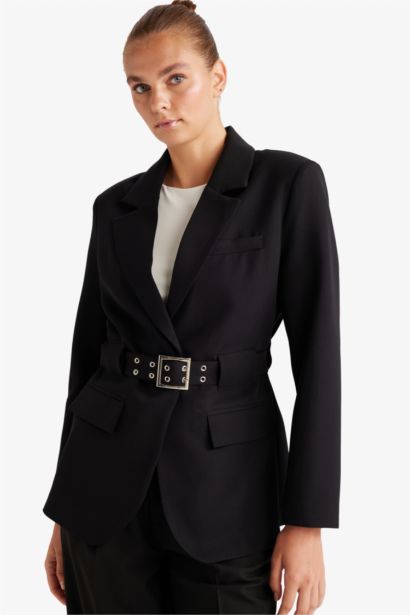 Regular Fıt Ceket Yaka Krep Blazer Ceket