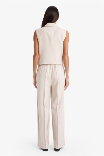 Straight Fit Wide Leg Viscose Trousers