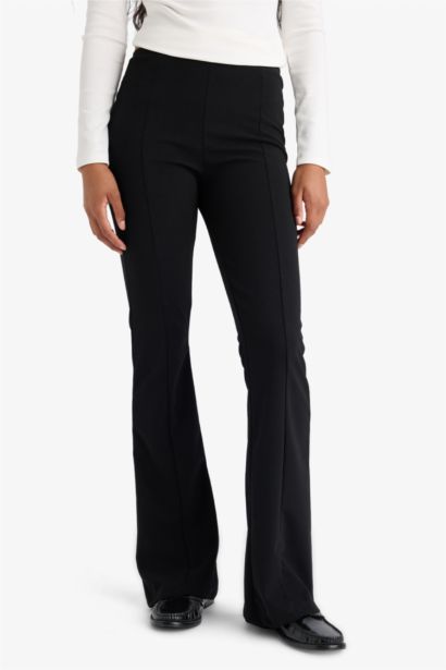 Flare Fit High Waist Crepe Trousers