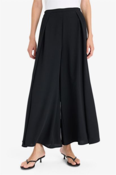Flare Fit Regular Waist Crepe Trousers