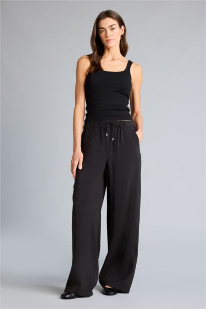 Wide Leg Flare Double Pocket modal Trousers