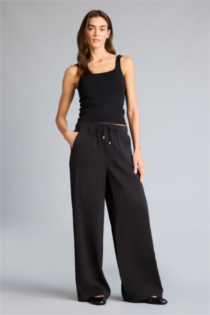 Wide Leg Flare Double Pocket modal Trousers