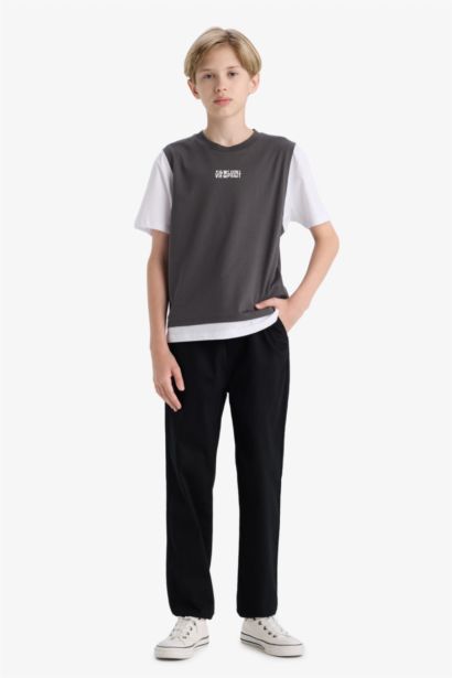 Boy Oversize Fit Crew Neck Slogan Printed T-Shirt