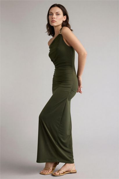 Regular Fıt Degaje Yaka Kısa Kollu Elbise