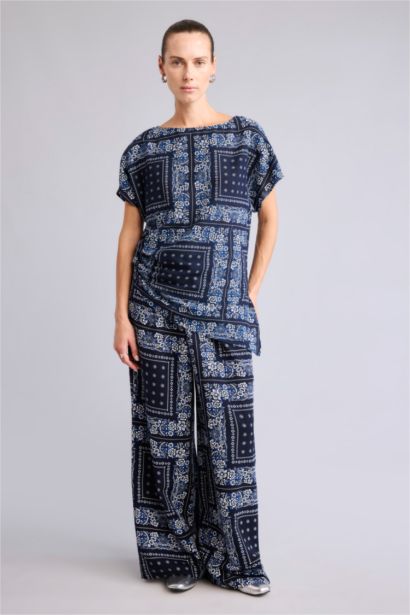 Wide Leg Linen Blended Trousers