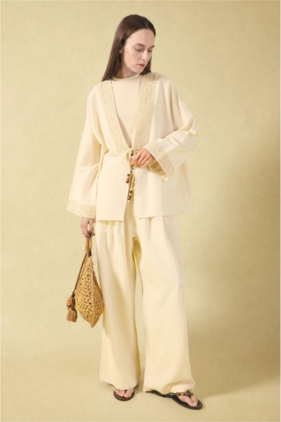 Wide Leg Linen Blend Trousers