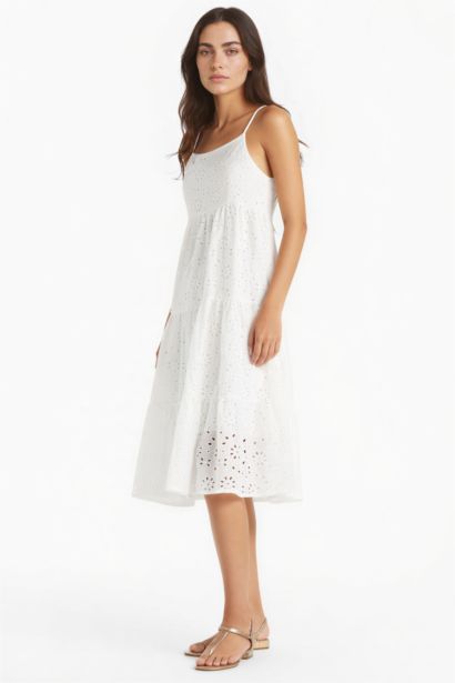 Heart Collar Terry Cotton Short Sleeve Midi Dress