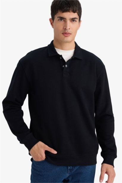 Polo Collar Sweatshirt