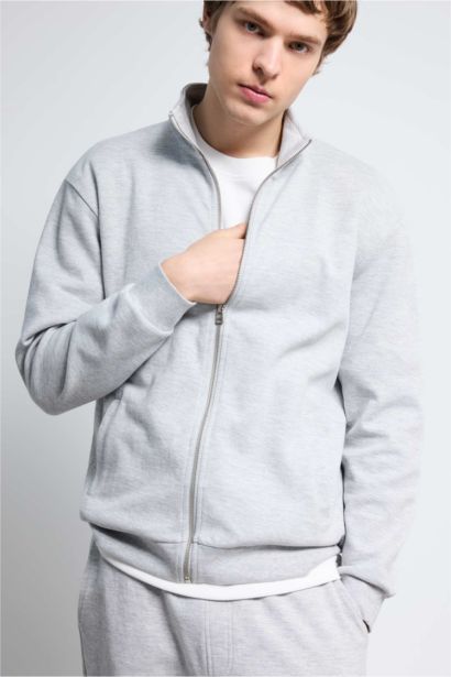 High Neck Zip Up Sweatshirt