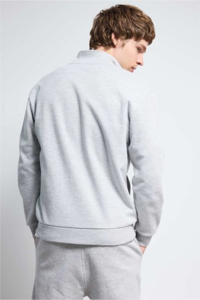 High Neck Zip Up Sweatshirt