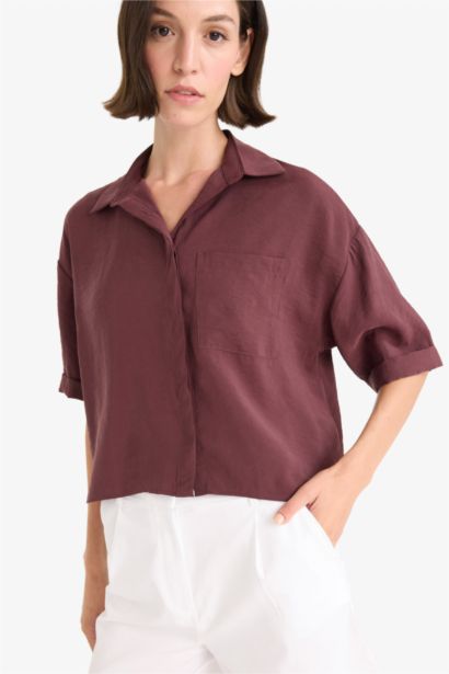 Loose Fit Shirt Collar modal Short Sleeve Shirt