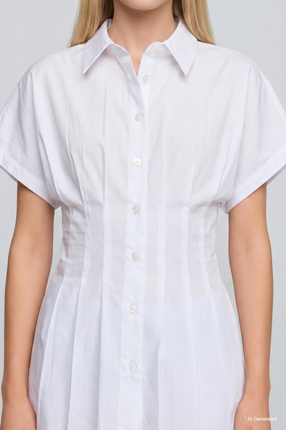 %100 Pamuk Fitted Kısa Kollu Poplin Gömlek