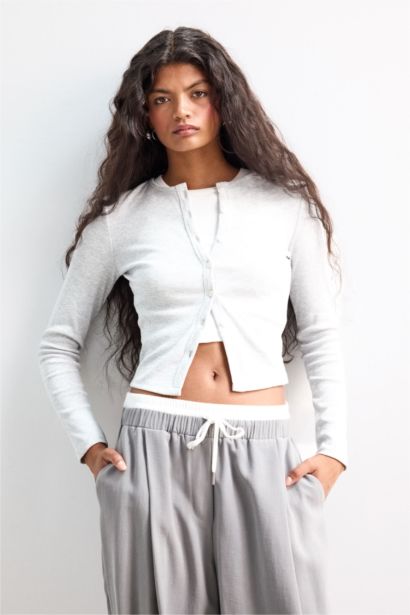 Fitted Bisiklet Yaka Fitilli Kaşkorse Hırka