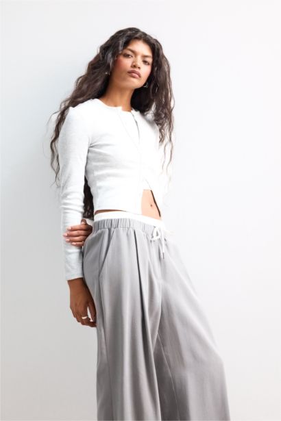 Fitted Bisiklet Yaka Fitilli Kaşkorse Hırka