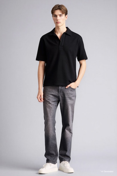 Boxy Fit Polo Collar Polo T-Shirt