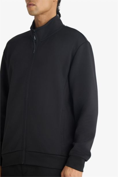 Standard Fit High Neck Zip Up Sweatshirt