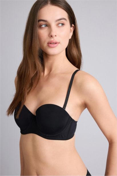 Micro Covered Half Padded Underwired Strapless Bra