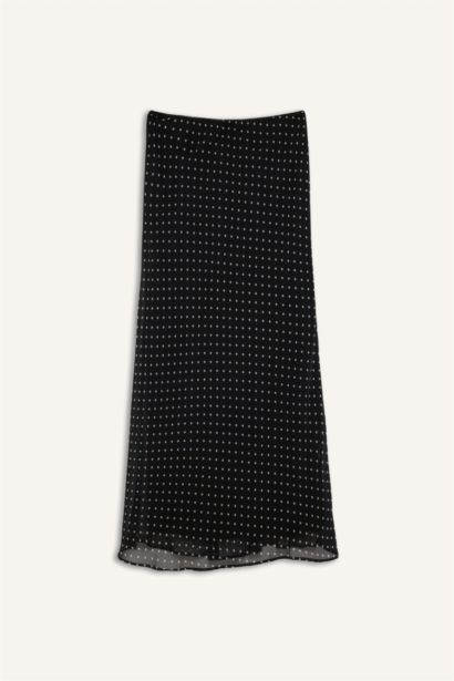 Pencil Polka Dot Regular Waist Lined Chiffon Maxi Skirt