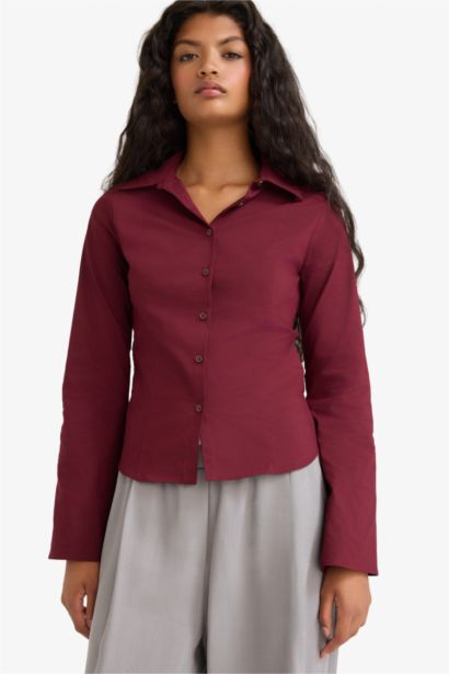 Chemise en popeline à manches longues Coupe ajustée