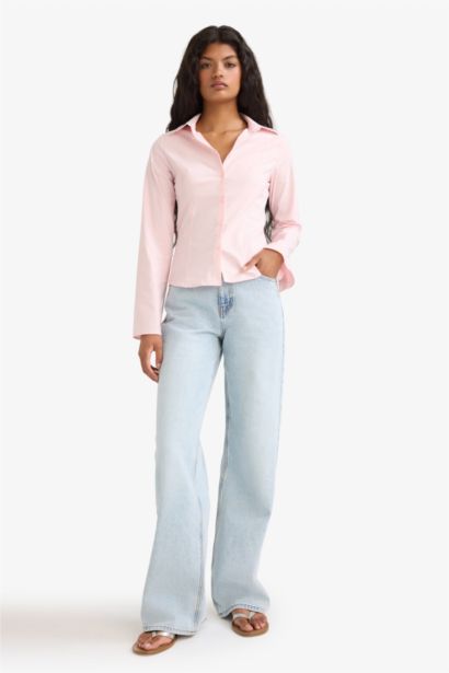 Chemise en popeline à manches longues Coupe ajustée