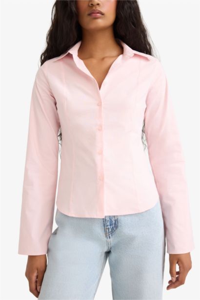 Chemise en popeline à manches longues Coupe ajustée