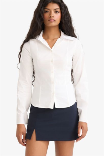 Chemise en popeline à manches longues Coupe ajustée