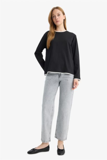 Regular Fit Crew Neck Long Sleeve T-Shirt Tunic