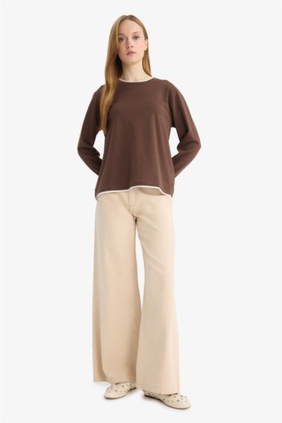 Regular Fit Crew Neck Long Sleeve T-Shirt Tunic